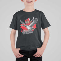Elbows Up Gloves Off T Shirt For Kid Canadian Ice Hockey Beaver Gift - Wonder Print Shop