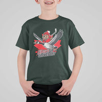 Elbows Up Gloves Off T Shirt For Kid Canadian Ice Hockey Beaver Gift - Wonder Print Shop