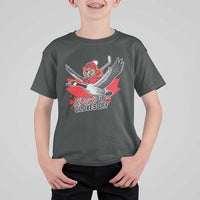 Elbows Up Gloves Off T Shirt For Kid Canadian Ice Hockey Beaver Gift - Wonder Print Shop