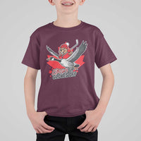 Elbows Up Gloves Off T Shirt For Kid Canadian Ice Hockey Beaver Gift - Wonder Print Shop