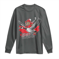 Elbows Up Gloves Off Long Sleeve Shirt Canadian Ice Hockey Beaver Gift - Wonder Print Shop