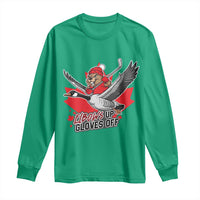 Elbows Up Gloves Off Long Sleeve Shirt Canadian Ice Hockey Beaver Gift - Wonder Print Shop