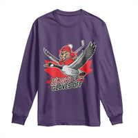 Elbows Up Gloves Off Long Sleeve Shirt Canadian Ice Hockey Beaver Gift - Wonder Print Shop