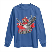 Elbows Up Gloves Off Long Sleeve Shirt Canadian Ice Hockey Beaver Gift - Wonder Print Shop