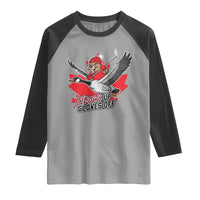 Elbows Up Gloves Off Raglan Shirt Canadian Ice Hockey Beaver Gift - Wonder Print Shop