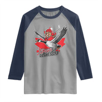 Elbows Up Gloves Off Raglan Shirt Canadian Ice Hockey Beaver Gift - Wonder Print Shop