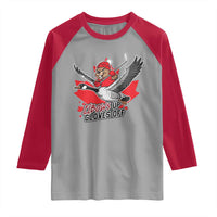 Elbows Up Gloves Off Raglan Shirt Canadian Ice Hockey Beaver Gift - Wonder Print Shop