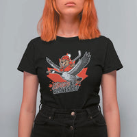 Elbows Up Gloves Off T Shirt For Women Canadian Ice Hockey Beaver Gift - Wonder Print Shop