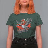 Elbows Up Gloves Off T Shirt For Women Canadian Ice Hockey Beaver Gift - Wonder Print Shop