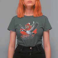 Elbows Up Gloves Off T Shirt For Women Canadian Ice Hockey Beaver Gift - Wonder Print Shop