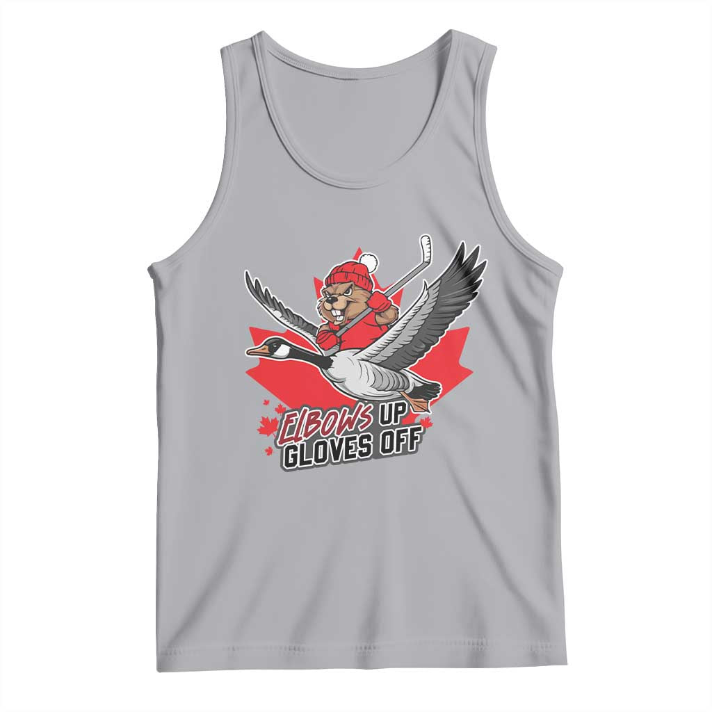 Elbows Up Gloves Off Tank Top Canadian Ice Hockey Beaver Gift - Wonder Print Shop