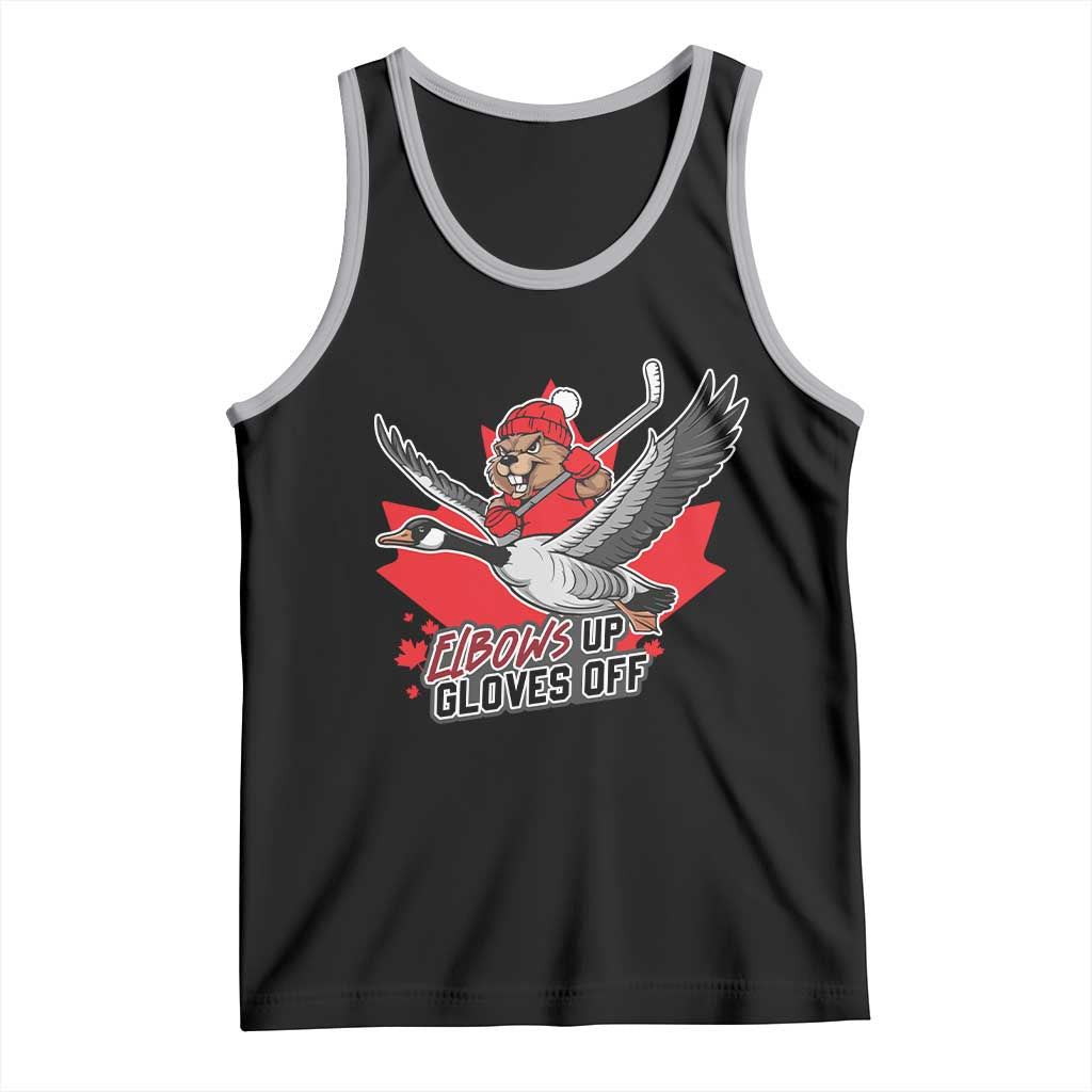 Elbows Up Gloves Off Tank Top Canadian Ice Hockey Beaver Gift - Wonder Print Shop