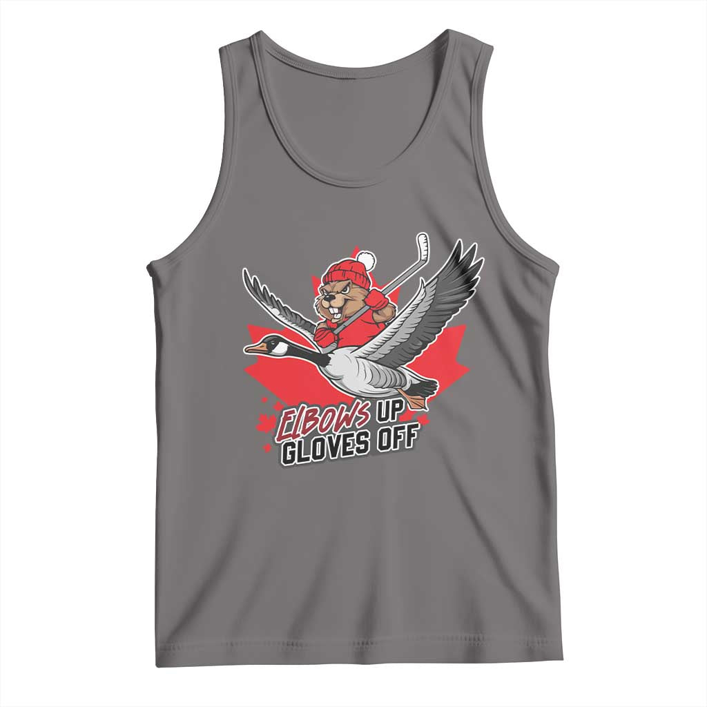 Elbows Up Gloves Off Tank Top Canadian Ice Hockey Beaver Gift - Wonder Print Shop