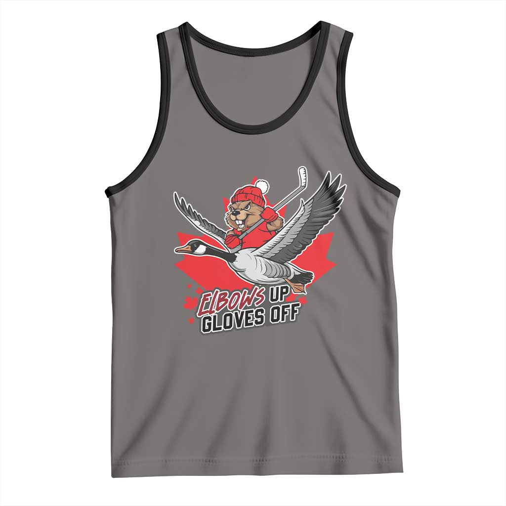 Elbows Up Gloves Off Tank Top Canadian Ice Hockey Beaver Gift - Wonder Print Shop