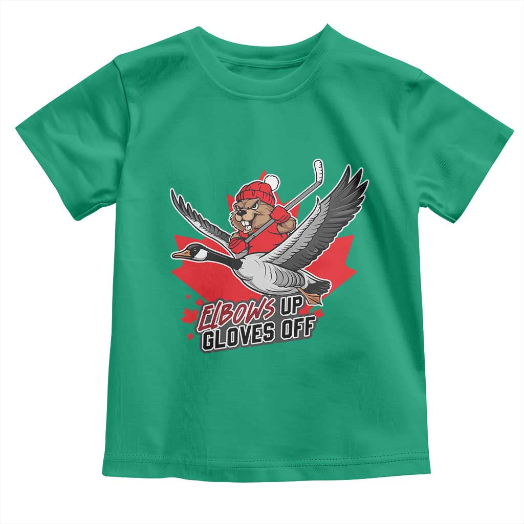 Elbows Up Gloves Off Toddler T Shirt Canadian Ice Hockey Beaver Gift - Wonder Print Shop
