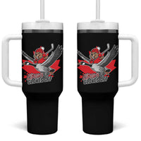Elbows Up Gloves Off Tumbler With Handle Canadian Ice Hockey Beaver Gift - Wonder Print Shop