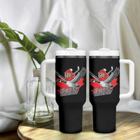 Elbows Up Gloves Off Tumbler With Handle Canadian Ice Hockey Beaver Gift - Wonder Print Shop