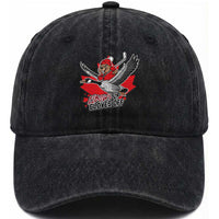 Elbows Up Gloves Off Washed Cotton Baseball Cap Canadian Ice Hockey Beaver Gift