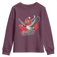 Elbows Up Gloves Off Youth Sweatshirt Canadian Ice Hockey Beaver Gift - Wonder Print Shop