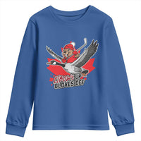 Elbows Up Gloves Off Youth Sweatshirt Canadian Ice Hockey Beaver Gift - Wonder Print Shop
