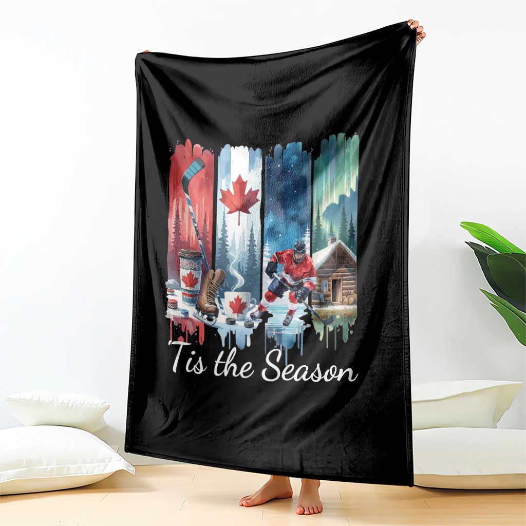 Christmas Canada Ice Hockey Lover Throw Blanket Tis The Season - Wonder Print Shop