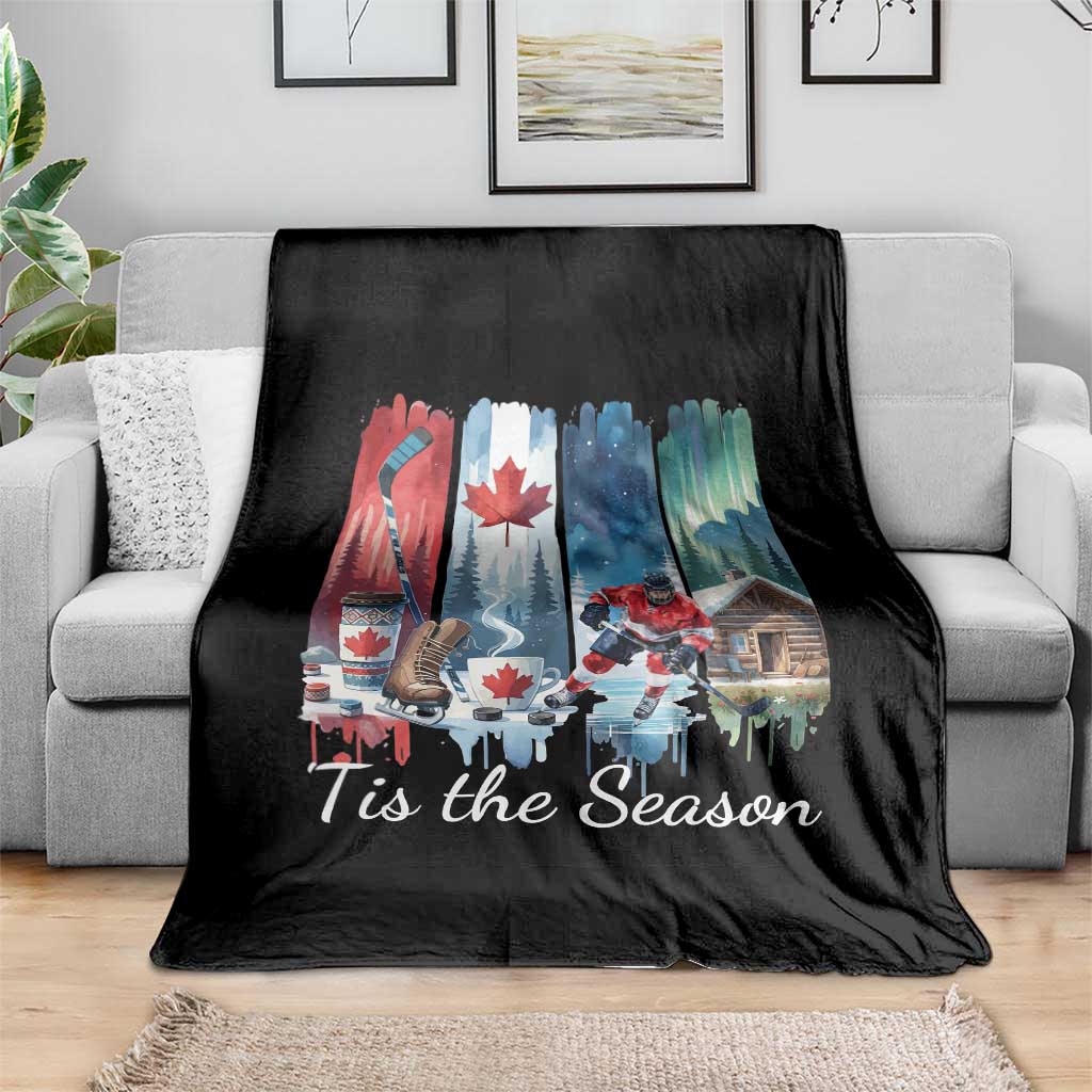 Christmas Canada Ice Hockey Lover Throw Blanket Tis The Season - Wonder Print Shop