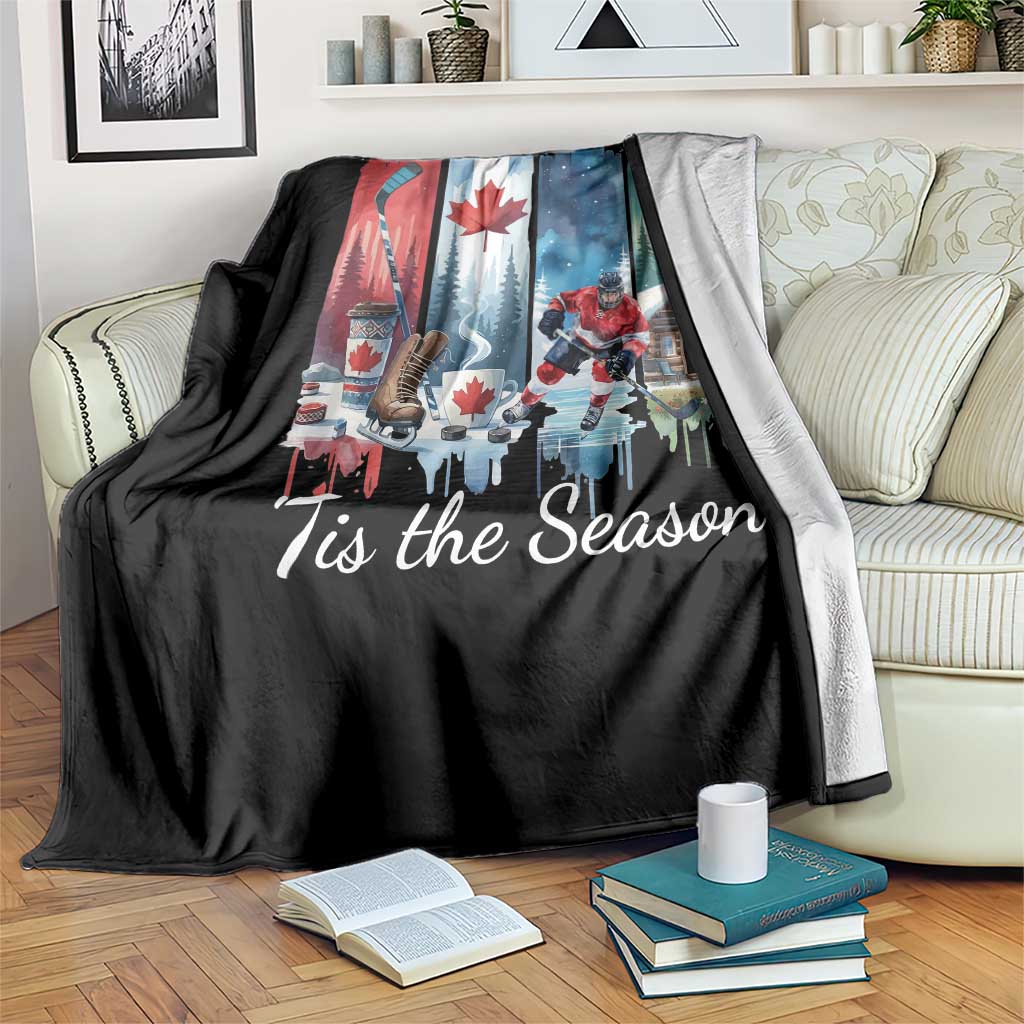 Christmas Canada Ice Hockey Lover Throw Blanket Tis The Season - Wonder Print Shop