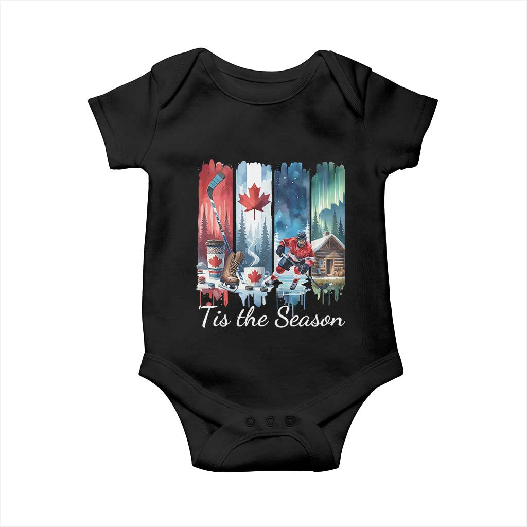 Christmas Canada Ice Hockey Lover Baby Onesie Tis The Season - Wonder Print Shop
