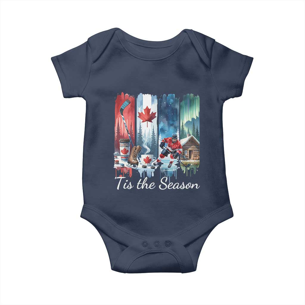 Christmas Canada Ice Hockey Lover Baby Onesie Tis The Season - Wonder Print Shop