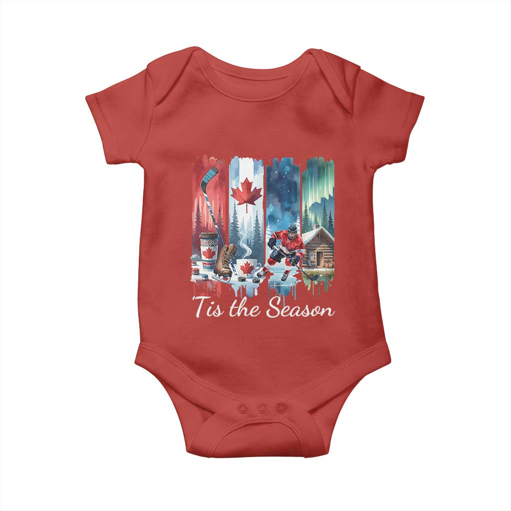 Christmas Canada Ice Hockey Lover Baby Onesie Tis The Season - Wonder Print Shop