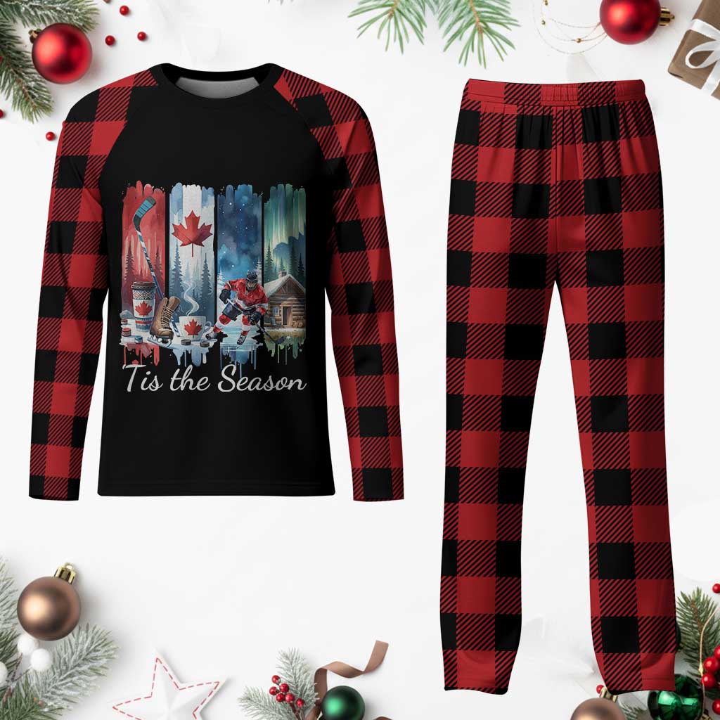 Christmas Canada Ice Hockey Lover Plaid Pajama Set Tis The Season - Wonder Print Shop
