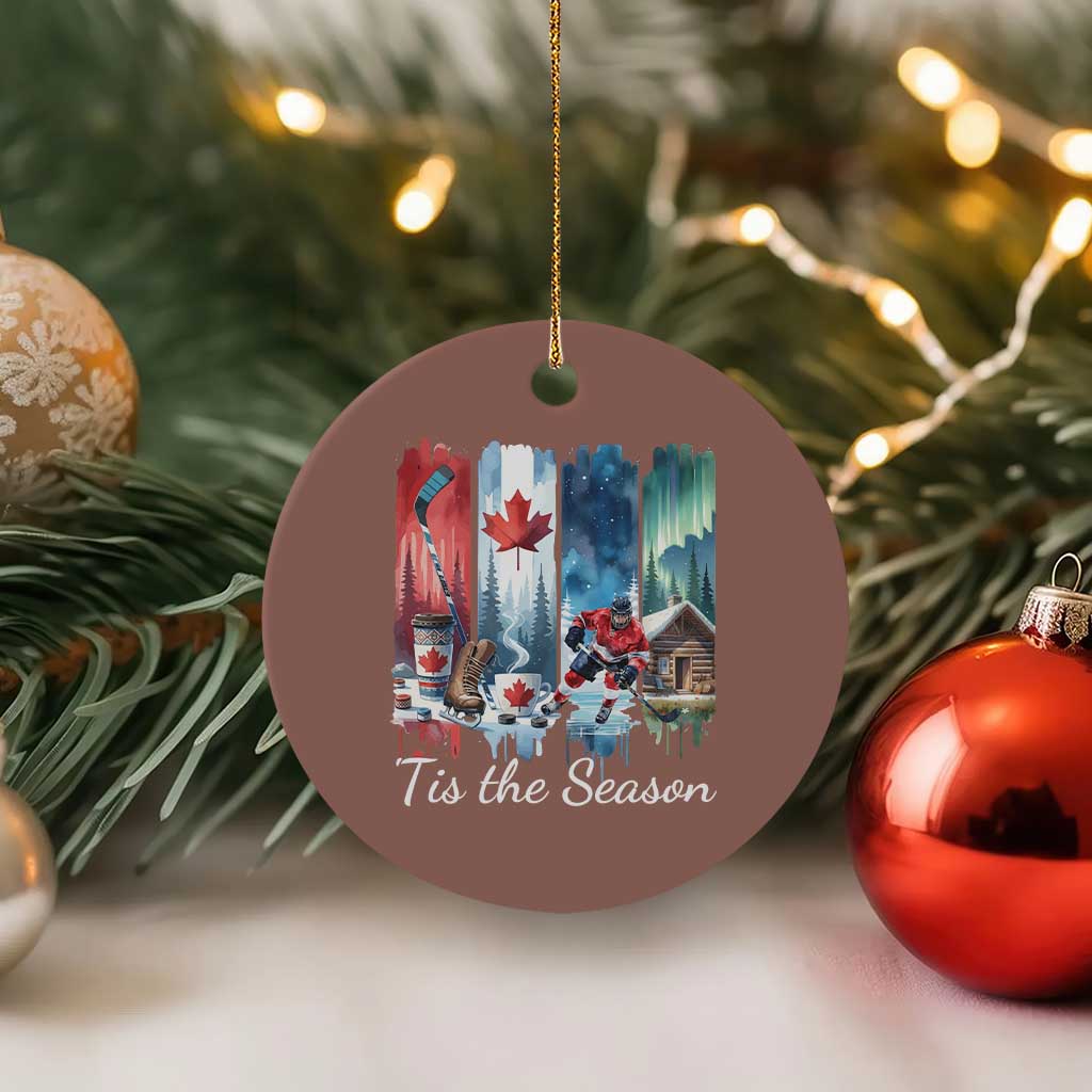 Christmas Canada Ice Hockey Lover Ceramic Ornament Tis The Season - Wonder Print Shop