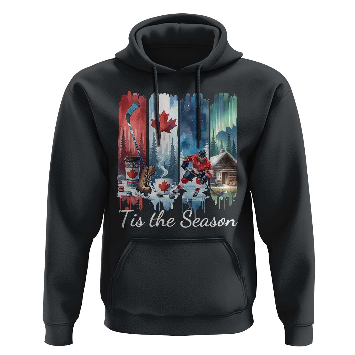 Christmas Canada Ice Hockey Lover Hoodie Tis The Season - Wonder Print Shop