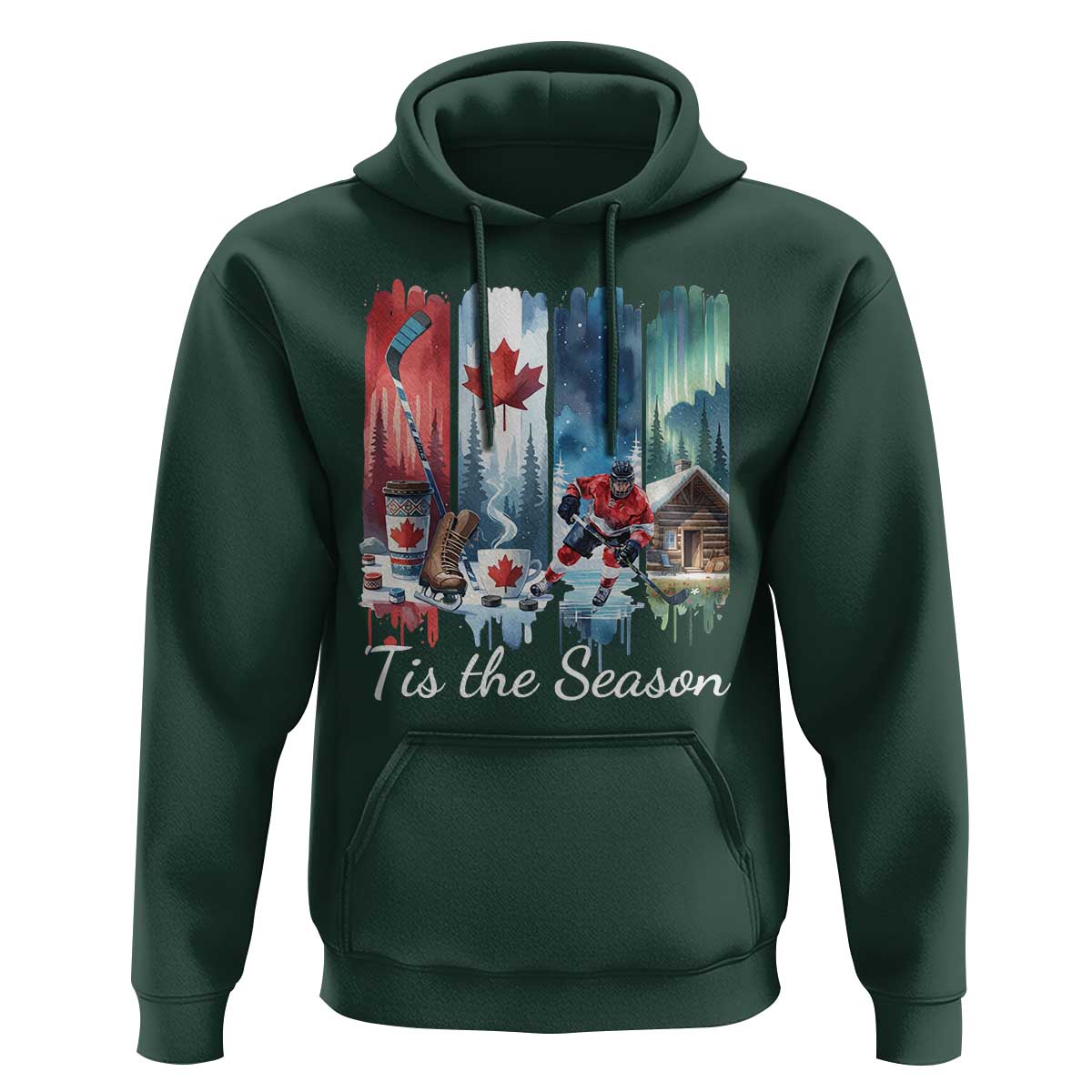 Christmas Canada Ice Hockey Lover Hoodie Tis The Season - Wonder Print Shop