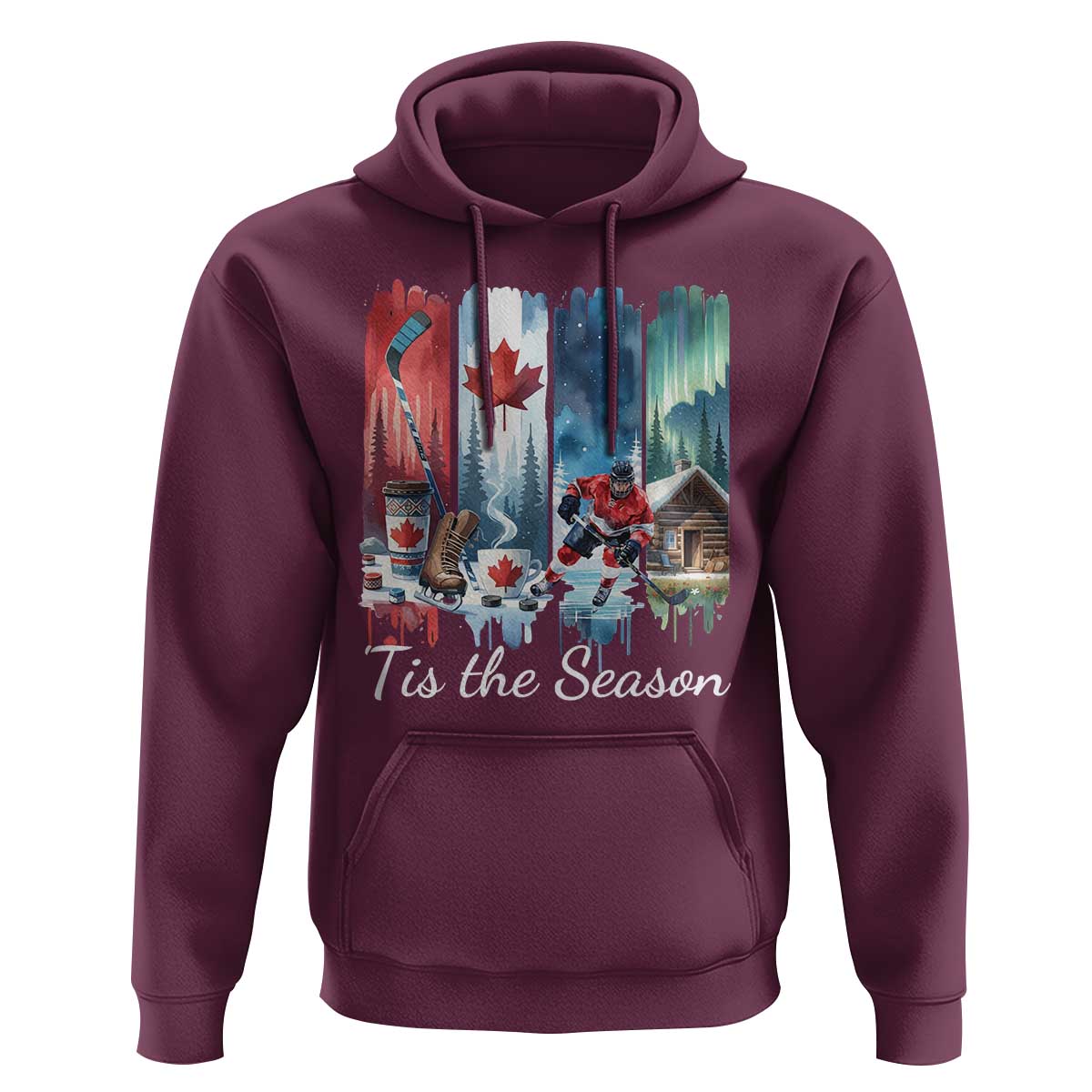 Christmas Canada Ice Hockey Lover Hoodie Tis The Season - Wonder Print Shop
