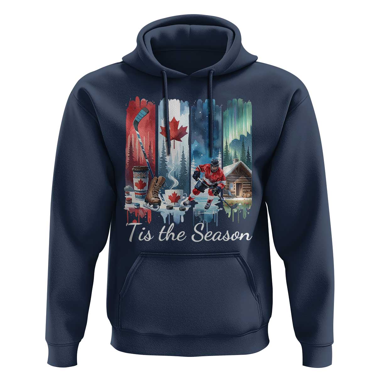 Christmas Canada Ice Hockey Lover Hoodie Tis The Season - Wonder Print Shop