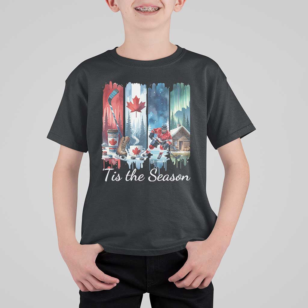 Christmas Canada Ice Hockey Lover T Shirt For Kid Tis The Season - Wonder Print Shop