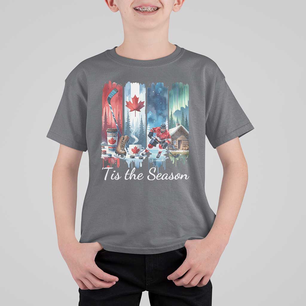 Christmas Canada Ice Hockey Lover T Shirt For Kid Tis The Season - Wonder Print Shop