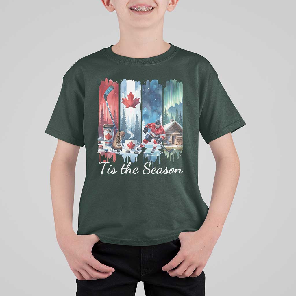 Christmas Canada Ice Hockey Lover T Shirt For Kid Tis The Season - Wonder Print Shop
