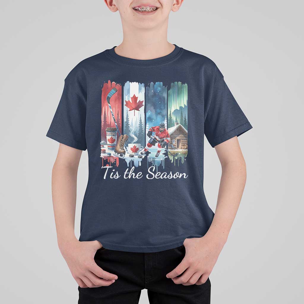 Christmas Canada Ice Hockey Lover T Shirt For Kid Tis The Season - Wonder Print Shop