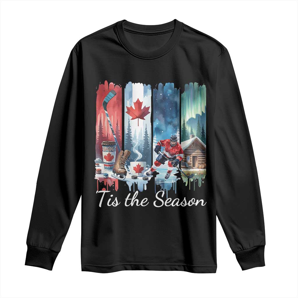 Christmas Canada Ice Hockey Lover Long Sleeve Shirt Tis The Season - Wonder Print Shop
