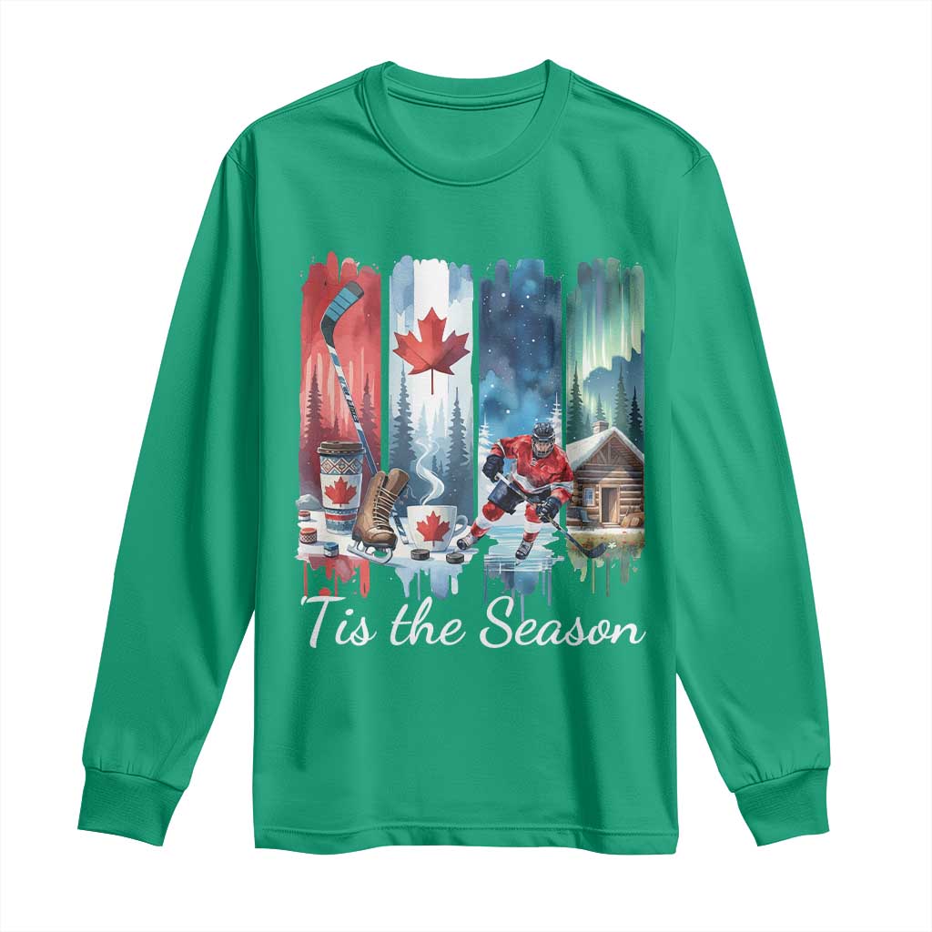 Christmas Canada Ice Hockey Lover Long Sleeve Shirt Tis The Season - Wonder Print Shop