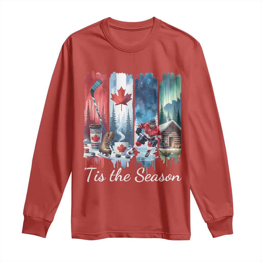 Christmas Canada Ice Hockey Lover Long Sleeve Shirt Tis The Season - Wonder Print Shop