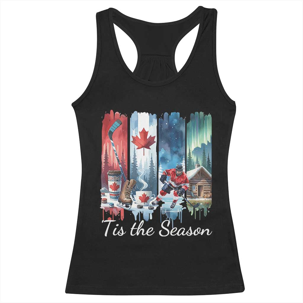 Christmas Canada Ice Hockey Lover Racerback Tank Top Tis The Season - Wonder Print Shop