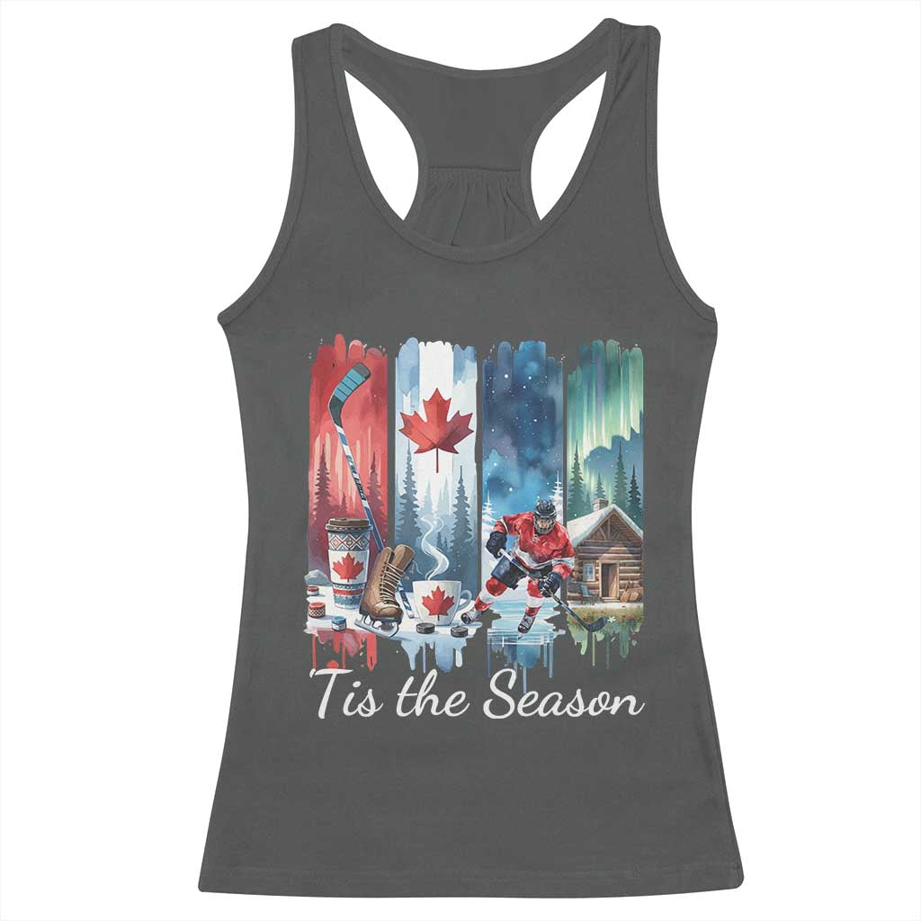 Christmas Canada Ice Hockey Lover Racerback Tank Top Tis The Season - Wonder Print Shop