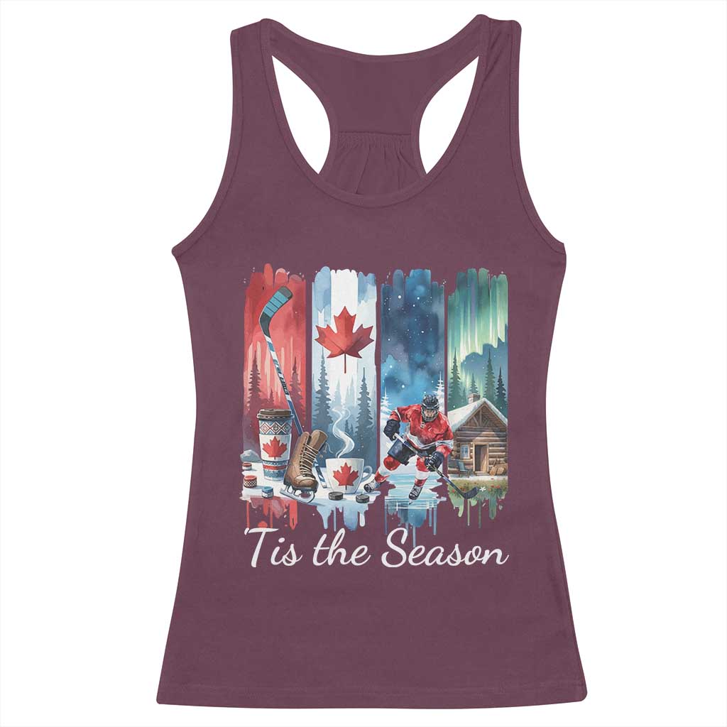 Christmas Canada Ice Hockey Lover Racerback Tank Top Tis The Season - Wonder Print Shop