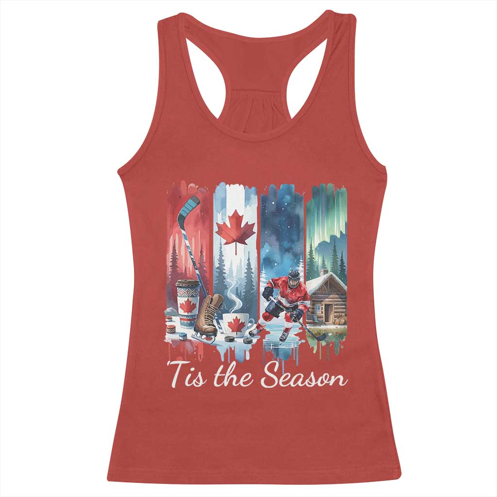 Christmas Canada Ice Hockey Lover Racerback Tank Top Tis The Season - Wonder Print Shop