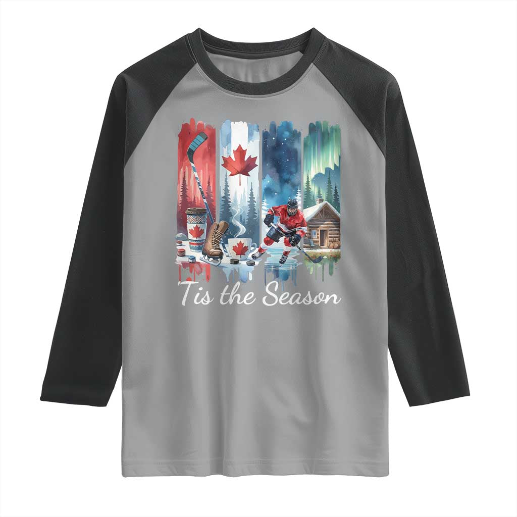 Christmas Canada Ice Hockey Lover Raglan Shirt Tis The Season - Wonder Print Shop