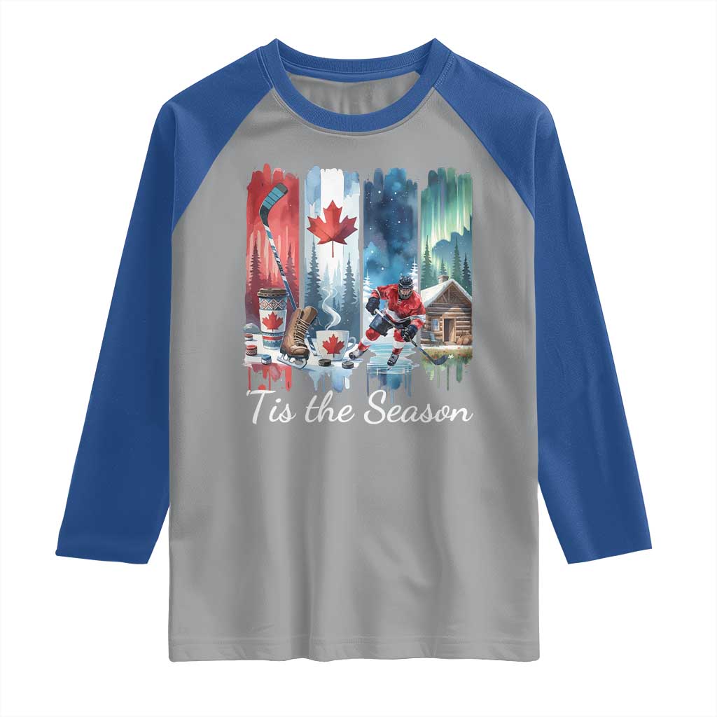Christmas Canada Ice Hockey Lover Raglan Shirt Tis The Season - Wonder Print Shop