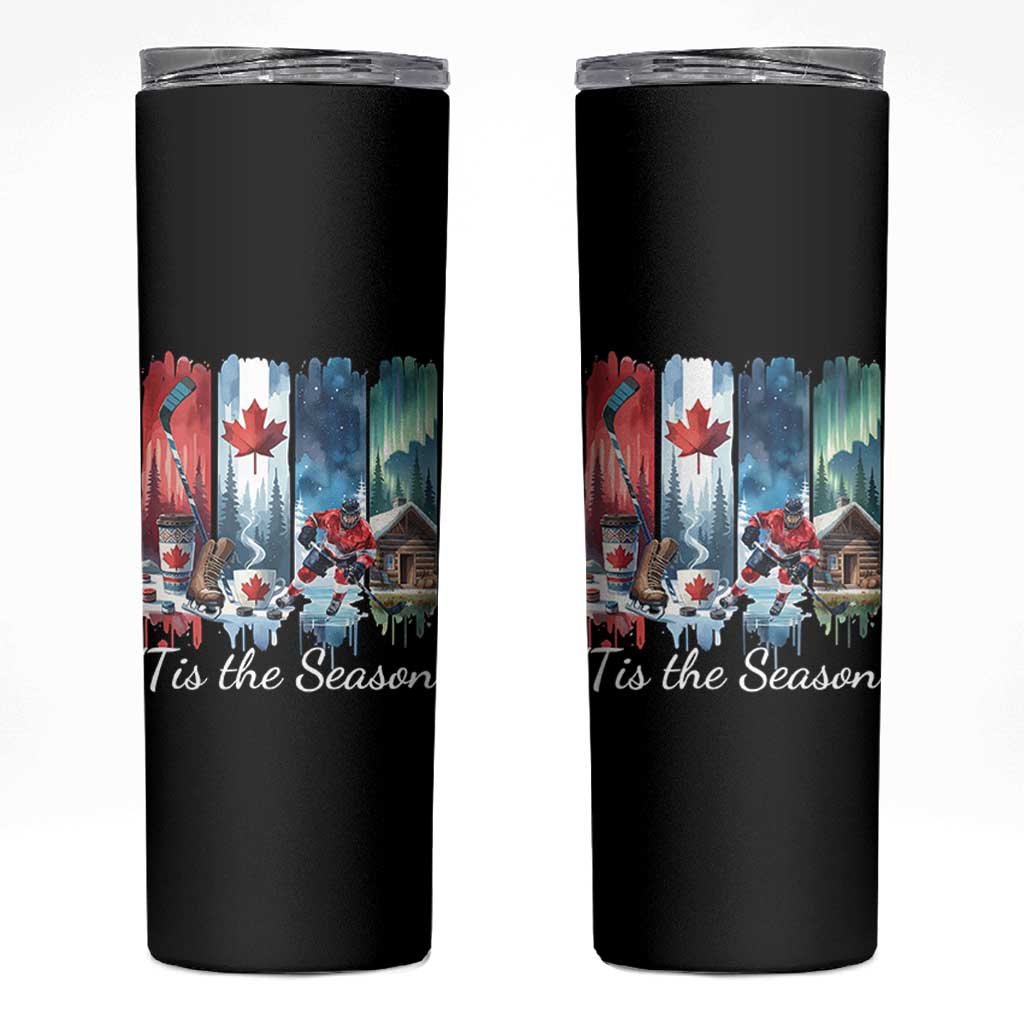 Christmas Canada Ice Hockey Lover Skinny Tumbler Tis The Season - Wonder Print Shop
